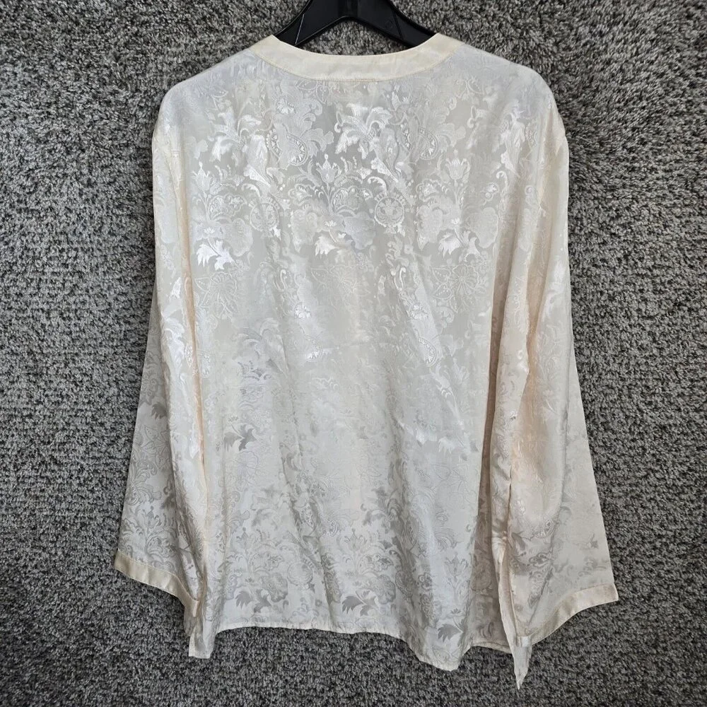 Vintage Victorias Secret Pajama Top‎ Womens Large Cream Button Up Polyester